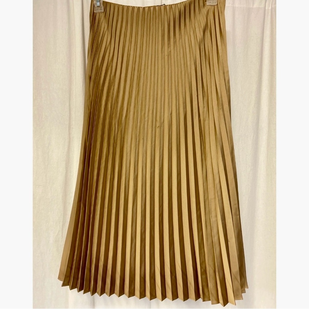 J crew NEW Gwyneth pleated slip skirt camel size Small $128 Lagenlook midi - Picture 2 of 3